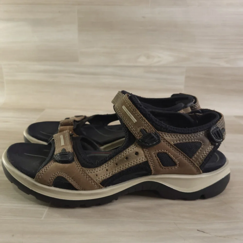ECCO Yucatan Sandals Mens 41 Brown Leather Hiking Sport Walking 069564